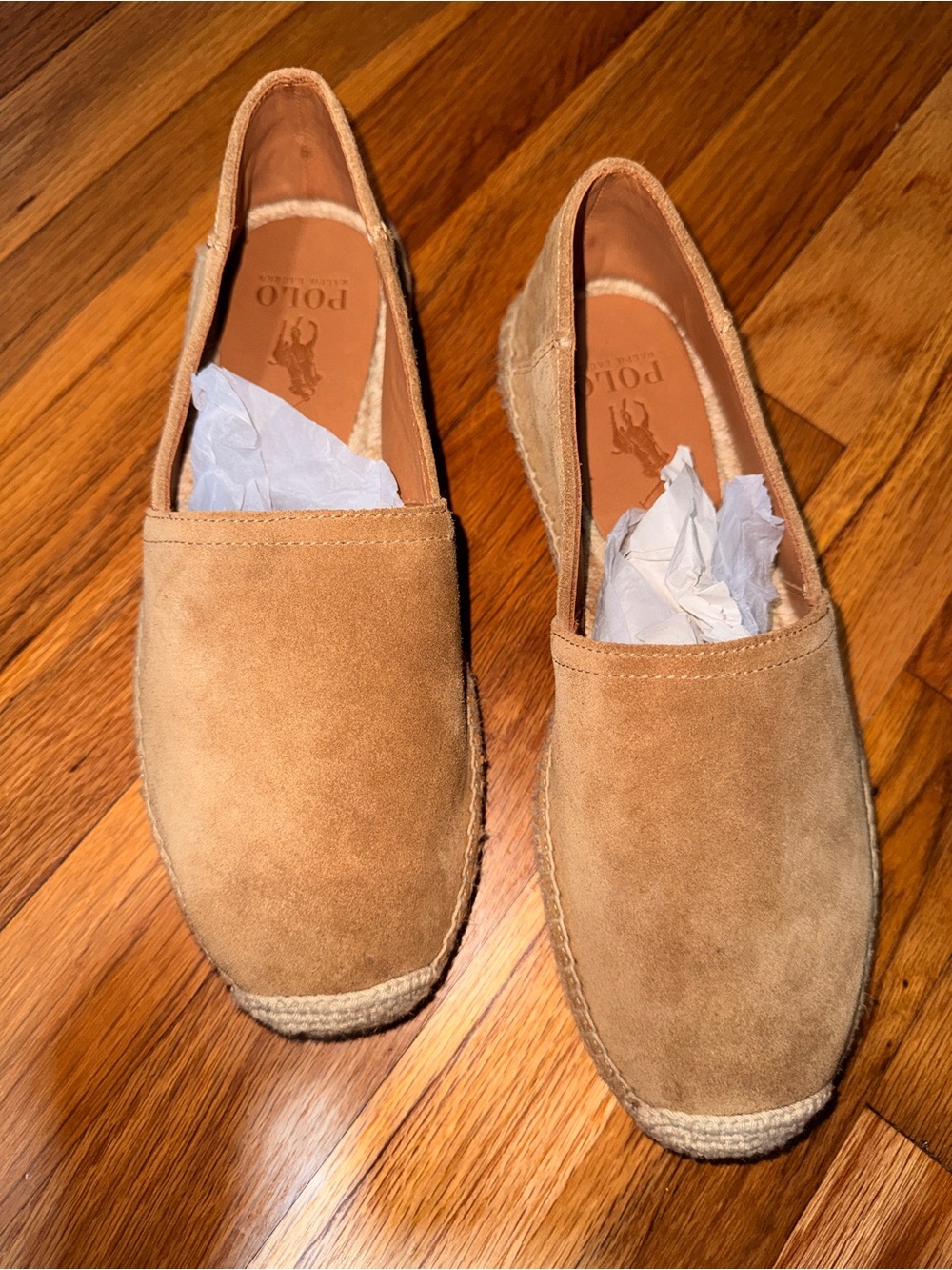 Men's Suede Slip-On Espadrilles in Tan. Ralph Lauren, Brand New size 7 men.